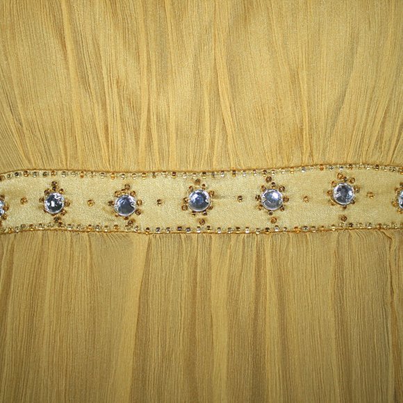 SPENSER JEREMY Blouse Silk Beaded Embellished Sleeveless Feminine Gold Small - Picture 2 of 12